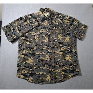 Gander MTN Chamois Shirt Mens M Digital Camouflage Button-Up Heavy Cotton